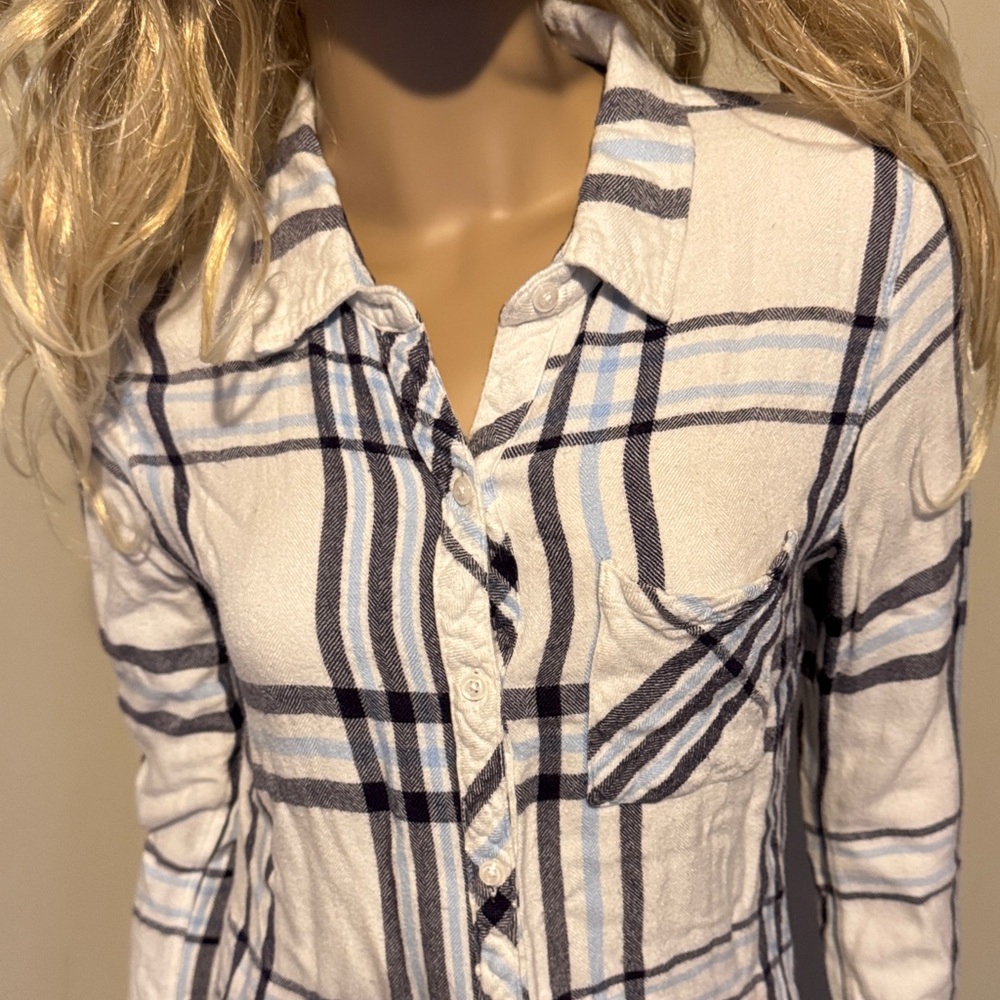 Rails Blue and White Plaid Button Down Shirt